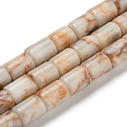 Яшма с Красной Линией Натуральный красный линия яшмы бисер нитей, колонка, 7.5~8x6 мм, отверстие : 1.2 мм, около 48~50 шт / нитка, 15.16''~15.31'' (38.5~38.9 см)