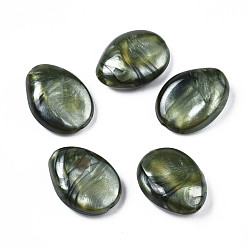 Dark Olive Green Acrylic Beads, Imitation Gemstone Style, Oval, Dark Olive Green, 25x19x9mm, Hole: 1.6mm, about 180pcs/500g