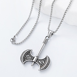 Нержавеющая Сталь Цвет Хип-хоп уличный стиль 304 цепочка-подвеска в виде топора из нержавеющей стали для мужчин, цвет нержавеющей стали, 23.62 дюйм (60 см)