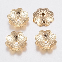 Золотой 201 из нержавеющей стали шарик крышки, цветок, мульти-лепесток, золотые, 11x3 мм, отверстие : 1.2 мм