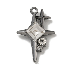 Кристалл Подвески из сплава со стразами, без кадмия, без никеля и без свинца, звезда, металлический черный , кристалл, 20.5x14x4.5 мм, отверстие : 1 мм