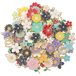 Цветок 120 шт 6 стили подвески из сплава эмали, золотые, цветок, 12~20.5x9~17.5x1.5~2.4 мм, отверстие : 1.5~2 мм, 20 шт / стиль