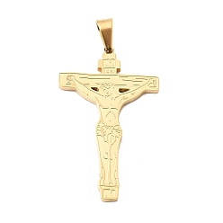 Золотой 304 подвески из нержавеющей стали, амулет в виде распятия Иисуса, ионное покрытие (ip), золотые, 49x30x2.5 мм, отверстие : 8x5 мм