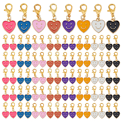 (52) Непрозрачная лаванда 96шт 8 цветной сплав эмали кулон украшения, с карабин-лобстерами , сердце с улыбающимся лицом, разноцветные, 26 мм, 12 шт / цвет