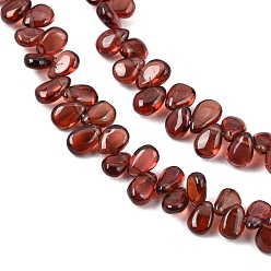 Garnet Natural Garnet Beads Strands, Teardrop, Top Drilled, with Tassel, 5x5x3mm, Hole: 0.5mm, about 70pcs/strand, 13.78''(35cm)
