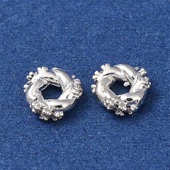 Серебро Латунные микропаве прозрачные кубики из циркония, кольцо, стойки покрытие, долговечный, серебряные, 6x1.5 мм, отверстие : 1.8 мм