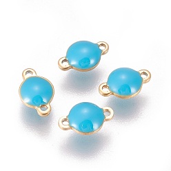 Темно-Голубой Ионное покрытие (ip) 304 эмалированные соединители из нержавеющей стали, эмалированные блестки, плоско-круглые, золотые, глубокое синее небо, 9.5x6x3.5 мм, отверстие : 1.2 мм