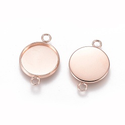 Розовое Золото 201 из нержавеющей стали параметров соединителя кабошон, чашки безель с краями, плоско-круглые, розовое золото , лоток : 16 мм, 25x18x2 мм, отверстие : 2 мм