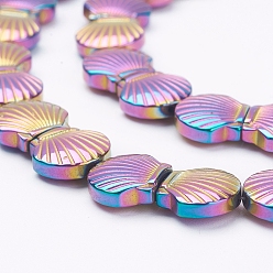 (966) Внутренний цвет Кристалл / Лиловато-лиловый на подкладке Гальванизировать немагнитных синтетический гематит бисер пряди, оболочка, с покрытием разноцветным, 10x10.5x4 мм, отверстие : 1 мм, около 40 шт / нитка, 15.7 дюйм (40 см)