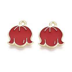 (123L) Белый крем непрозрачный блеск Подвески из сплава и эмали, , золотой свет, огнеупорный кирпич, 14.5x13x1 мм, отверстие : 1.5 мм