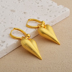 Настоящее золото 22K Латунь обруч серьги для женщин, сердце, реальный 22 k позолоченный, 46.5x20x8.5 мм