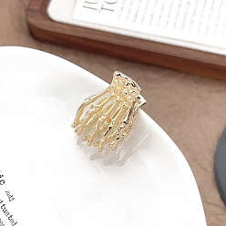 Золотой Сплав клипы коготь волос, скелетные руки, золотые, 32x21 мм