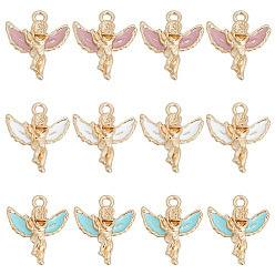 (52) Непрозрачная лаванда 30 шт 3 цвета сплава эмалевые подвески, золотой свет, ангельское очарование, разноцветные, 18.5x16x4 мм, отверстие : 1.8 мм, 10 шт / цвет