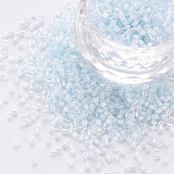 Light Cyan Glass Cylinder Beads, Seed Beads, Inside Colours Luster, Round Hole, Light Cyan, 1.5~2x1~2mm, Hole: 0.8mm, about 8000pcs/bag, about 1pound/bag