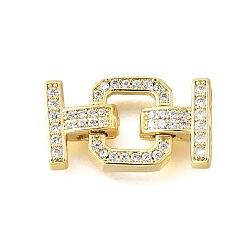 Настоящее золото 18K Реечное покрытие латунь микро паве прозрачный кубический цирконий складные застежки, долговечный, без свинца и без кадмия, прямоугольные, реальный 18 k позолоченный, 18 мм