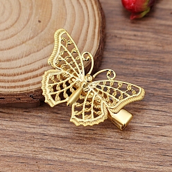 Золотой Латунные зажимы волос аллигатора, с железной фурнитурой, бабочка, золотые, 29x41 мм