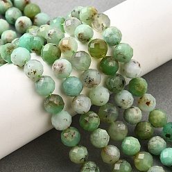 Хризопраз Натуральные хризопразные бисерные пряди, граненые, круглые, 8 мм, отверстие : 1 мм, около 46~47 шт / нитка, 15.16~15.55'' (38.5~39.5 см)