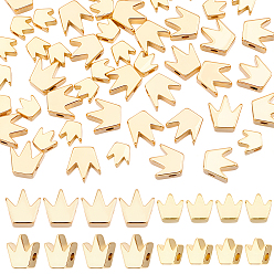 Echt 18 k vergoldet 50Stk 2 Stile Messingperlen, langlebig überzogen, Krone, echt 18 k vergoldet, 5.5~8x5.5~8x2~3 mm, Bohrung: 1.4~1.5 mm, 25 Stück / Stil