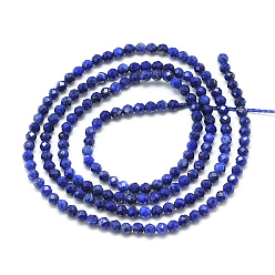 Lapis Lazuli Natural Lapis Lazuli Beads Strands, Faceted, Round, 3x2.5mm, Hole: 0.5mm, about 142pcs/strand, 15.9 inch