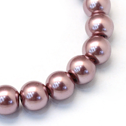 Saddle Brown Baking Painted Pearlized Glass Pearl Round Bead Strands, Saddle Brown, 12mm, Hole: 1.5mm, about 70pcs/strand, 31.4 inch