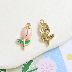 Золотой Кулон эмали сплава, тюльпан очарование, золотые, 22x11 мм