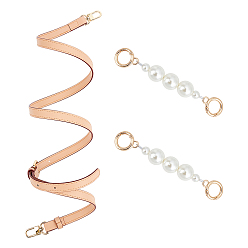 Couleur Mélangete Poignées de sac en cuir pu et ensembles de chaînes de sangle de sac de perles de perles abs, fermoirs alliage pivotantes, pour accessoires de remplacement de chaîne de sac, couleur mixte, 125x1.5x0.25 cm, 1 fil