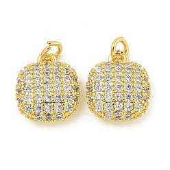 Квадрат Покрытие стойки латунь микропаве прозрачные кубические циркониевые подвески, с целью перехода в кольце, долговечный, без свинца и без кадмия, реальный 18 k позолоченный, квадратный, 13x11x4.5 мм, отверстие : 3.5 мм