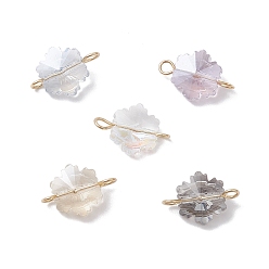 Золотой 5 шт. 5 цвета гальванизированные стеклянные соединительные подвески, звенья-снежинки с 304 двойными петлями из нержавеющей стали, разноцветные, золотые, 14.5x10x5.5 мм, отверстия : 1.6 mm и 2 мм, 1 шт / цвет