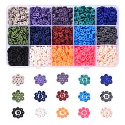 (52) Непрозрачная лаванда 2250 шт 15 цвета бусины из полимерной глины ручной работы, Диск / плоские круглые, Heishi бусы, разноцветные, 6x1 мм, отверстие : 2 мм, о 150шт / цвет