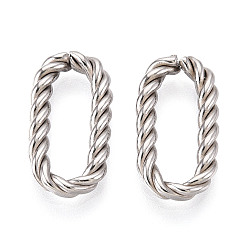 Нержавеющая Сталь Цвет 304 Быстроразъемные соединения из нержавеющей стали, витое овальное кольцо, не тускнеет, цвет нержавеющей стали, 17.5x9.1x2.5 мм