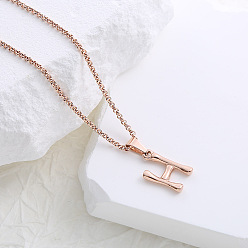 Letter H Ожерелья с подвесками из нержавеющей стали с буквами для женщин и мужчин, розовое золото , Письмо ч