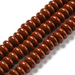 Красный Камень Натуральные красные яшмы бусы пряди, рондель, 4~5x2~2.5 мм, отверстие : 1.2 мм, около 150 шт / нитка, 15.16'' (38.5 см)