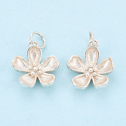 Серебро 925 подвески-цветы из стерлингового серебра, с печатью 925, серебряные, 13.5x12.5x4~4.5 мм, Перейти кольцо: 5x0.5 мм, внутренний диаметр: 4 мм