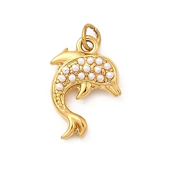 Dolphin 304 подвески из искусственного жемчуга из нержавеющей стали ABS, океан коллекция подвески, ионное покрытие (ip), реальный 18 k позолоченный, с целью перехода в кольце, дельфин, 14.5x9.5x4 мм, отверстие : 2.4 мм