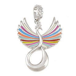 Colorido Colgantes de latón esmaltado, encantos de pavo real, sin plomo y cadmio, chapado en rack, larga duración plateado, Platino, colorido, 50 mm