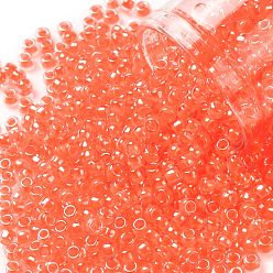(803) Luminous Neon Salmon Toho runde Rocailles, japanische Rocailles, (803) leuchtender Neonlachs, 8/0, 3 mm, Bohrung: 1 mm, über 222pcs / Flasche, 10 g / Flasche