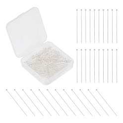 Серебро 400 шт. Латунные штифты с шаровой головкой, для изготовления ювелирных изделий, серебряные, 45x0.5 мм, 24 датчик, Руководитель: 1.5 mm