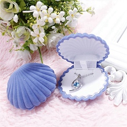 Shell Shape Velvet Rings Box, Jewelry Box, Shell Shape, 6.5x5.5x3cm