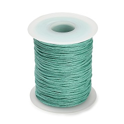 Aquamarine Waxed Cotton Thread Cords, Macrame Artisan String for Jewelry Making, Round, Aquamarine, 1mm, about 100 yards/roll
