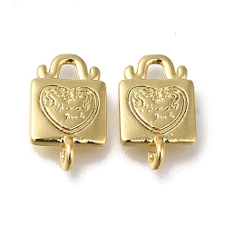 Echt 18 k vergoldet Rack Überzug Messing Charme, langlebig überzogen, cadmiumfrei und bleifrei, sperren, echt 18 k vergoldet, 12x8x1.5 mm, Bohrung: 1 mm
