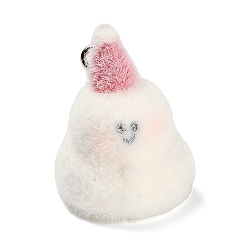 Снеговик Рождественские подвески из непрозрачной смолы с эффектом флокирования, с платиновыми тоновыми железными петлями, снеговик, 24x18.5x17.5 мм, отверстие : 2 мм