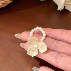 Кукурузный Шелк Кольца из акрила и искусственного жемчуга для женщин, цветок, цвет колоса кукурузы, внутренний диаметр: 17 мм