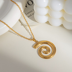Другие Ожерелья с подвесками из нержавеющей стали для женщин, реальный 18 k позолоченный, спиральную форму, 15.75 дюйм (40 см)