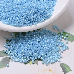 (DBS0164) Opaque Turquoise Blue AB MIYUKI Delica Beads Small, Cylinder, Japanese Seed Beads, 15/0, (DBS0164) Opaque Turquoise Blue AB, 1.1x1.3mm, Hole: 0.7mm, about 35000pcs/bottle, 10g/bottle