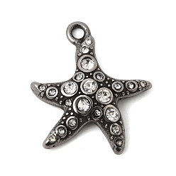 Античное Серебро 304 подвески из нержавеющей стали, прелести морская звезда, со стразами, античное серебро, 27.5x24.5x5.5 мм, отверстие : 2.5 мм