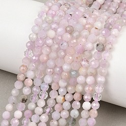 Кунсайт Природные кунцит бисер нитей, граненые, круглые, 4 мм, отверстие : 0.6 мм, около 97~98 шт / нитка, 15.16''~15.35'' (38.5~39 см)