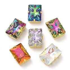 Золотой Шить на горный хрусталь, многожильные звенья из стекла, хрусталя и стразов, с настройками латуни, аксессуары для одежды, граненые, прямоугольные, разноцветные, золотые, 19x14x8.5 мм, отверстие : 1.4 мм