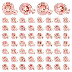 Розовое Золото 60 шт. латунные обжимные бусины, колонка, розовое золото , 4x3x2.5 мм, отверстие : 1 мм, 60 шт / комплект