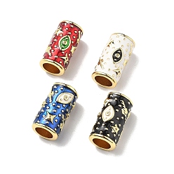 (52) Непрозрачная лаванда Латунь микропаве прозрачный кубический цирконий европейский бисер, бусины с большим отверстием, колонна со звездой и глазом, с эмалью, стойки покрытие, без кадмия и без свинца, долговечный, разноцветные, 20x11.5 мм, отверстие : 7 мм