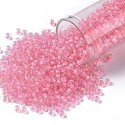 (191C) Pink Lined Crystal TOHO Round Seed Beads, Japanese Seed Beads, (191C) Pink Lined Crystal, 8/0, 3mm, Hole: 1mm, about 1110pcs/50g